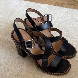 Marc By Marc Jacobs Black Leather Strappy Block Heel Sandals